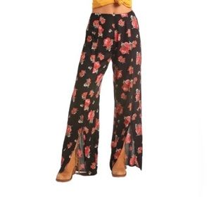 R&R Cowgirl Floral Print Wide Leg Pants Jr. L New